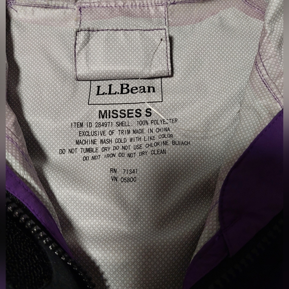 L.L. Bean Purple Hooded Rain Coat - Picture 2 of 6